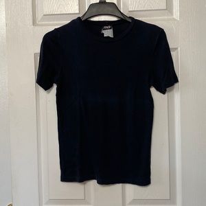 D&G Dolce & Gabbana Navy Blue Ribbed Short Sleeve Shirt